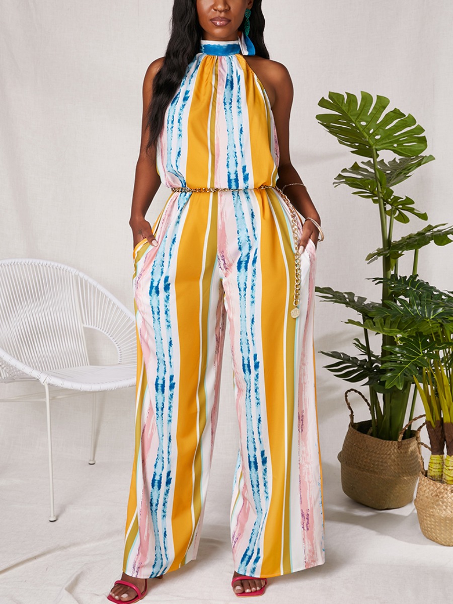 Lovely Elegant Backless Striped Multicolor One-piece Jumpsuit, Multicolor stripe
Lovely Elegant Backless Striped Multicolor One-piece Jumpsuit, Multicolor stripe