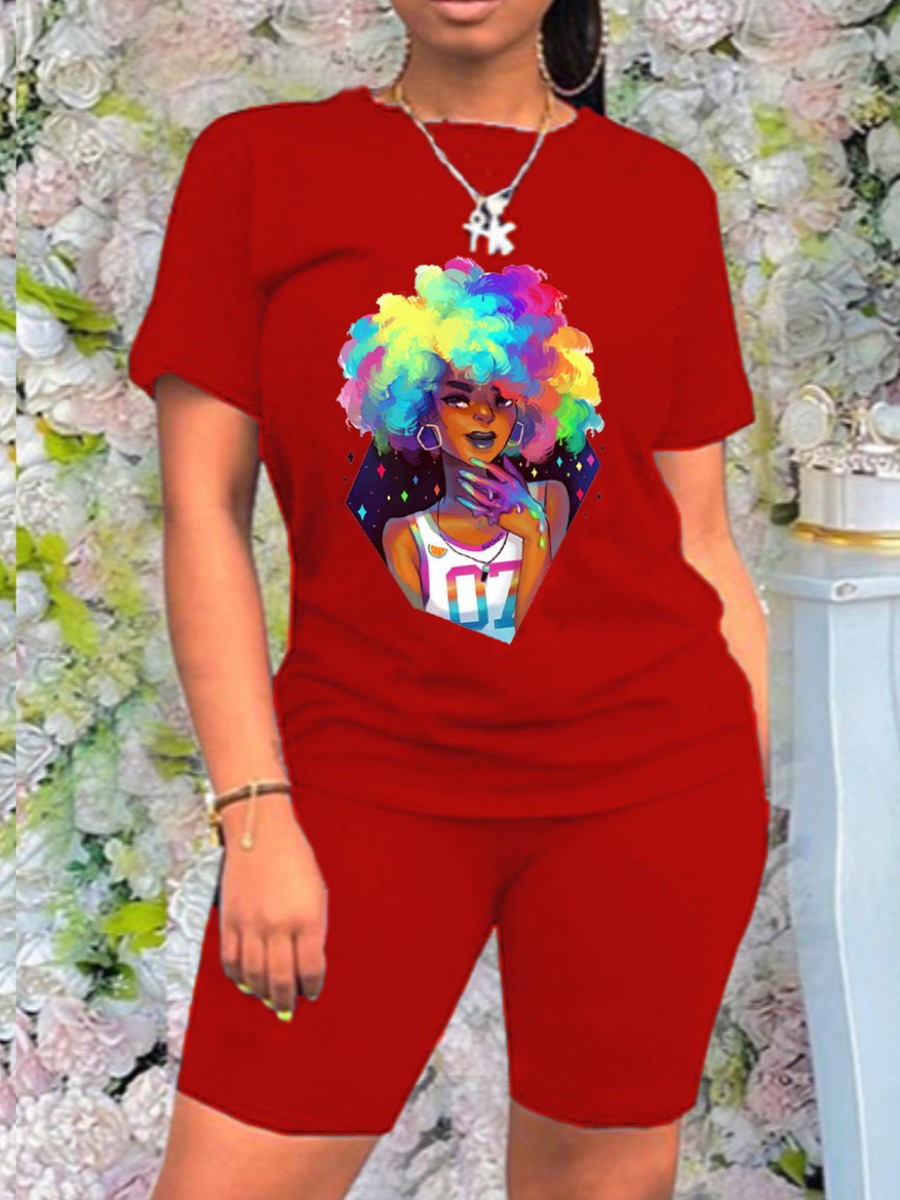 Lovely Plus Size Street Graffiti Afro Hairstyle Print Red Two-piece Shorts Set
Lovely Plus Size Street Graffiti Afro Hairstyle Print Red Two-piece Shorts Set