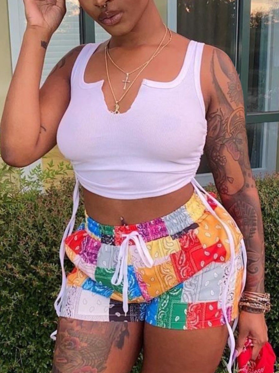 Lovely Plus Size Street Print Patchwork Multicolor Two-piece Shorts Set, Multi
Lovely Plus Size Street Print Patchwork Multicolor Two-piece Shorts Set, Multi