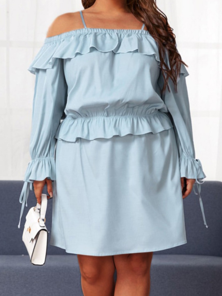 Lovely Plus Size Casual Off The Shoulder Flounce Design Blue Two-piece Skirt Set
Lovely Plus Size Casual Off The Shoulder Flounce Design Blue Two-piece Skirt Set
