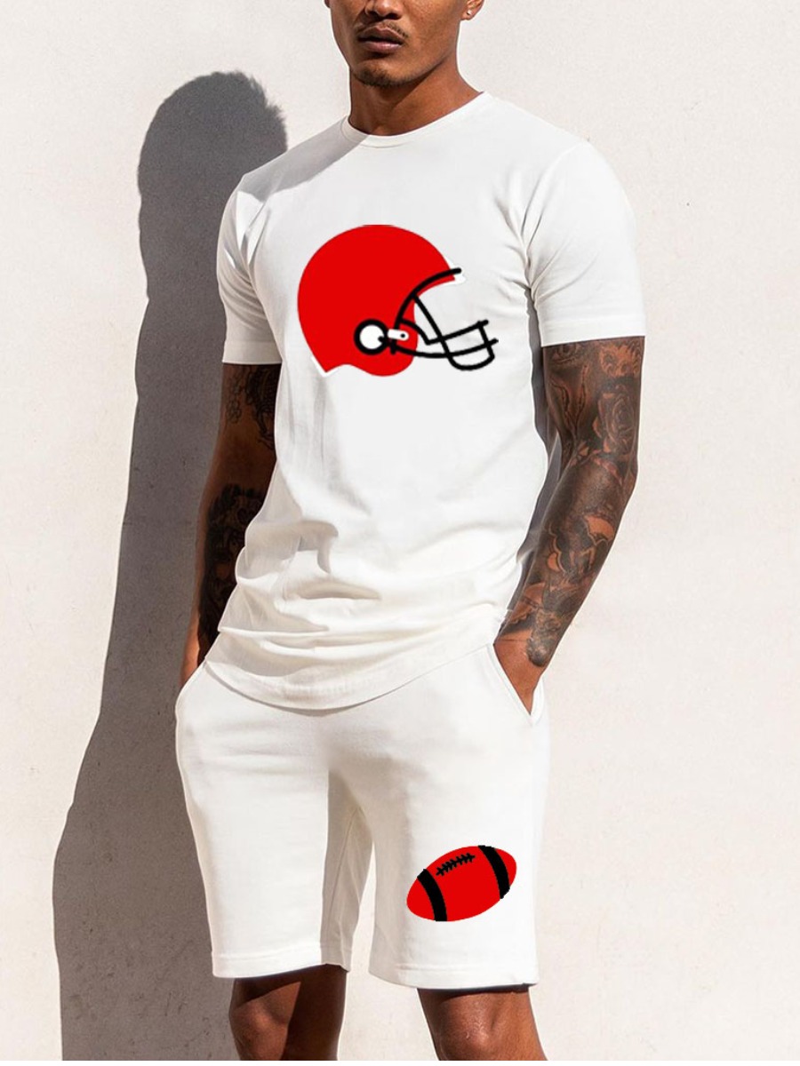 Lovely Men Sporty Ball-shaped Print Drawstring White Two Piece Shorts Set
Lovely Men Sporty Ball-shaped Print Drawstring White Two Piece Shorts Set