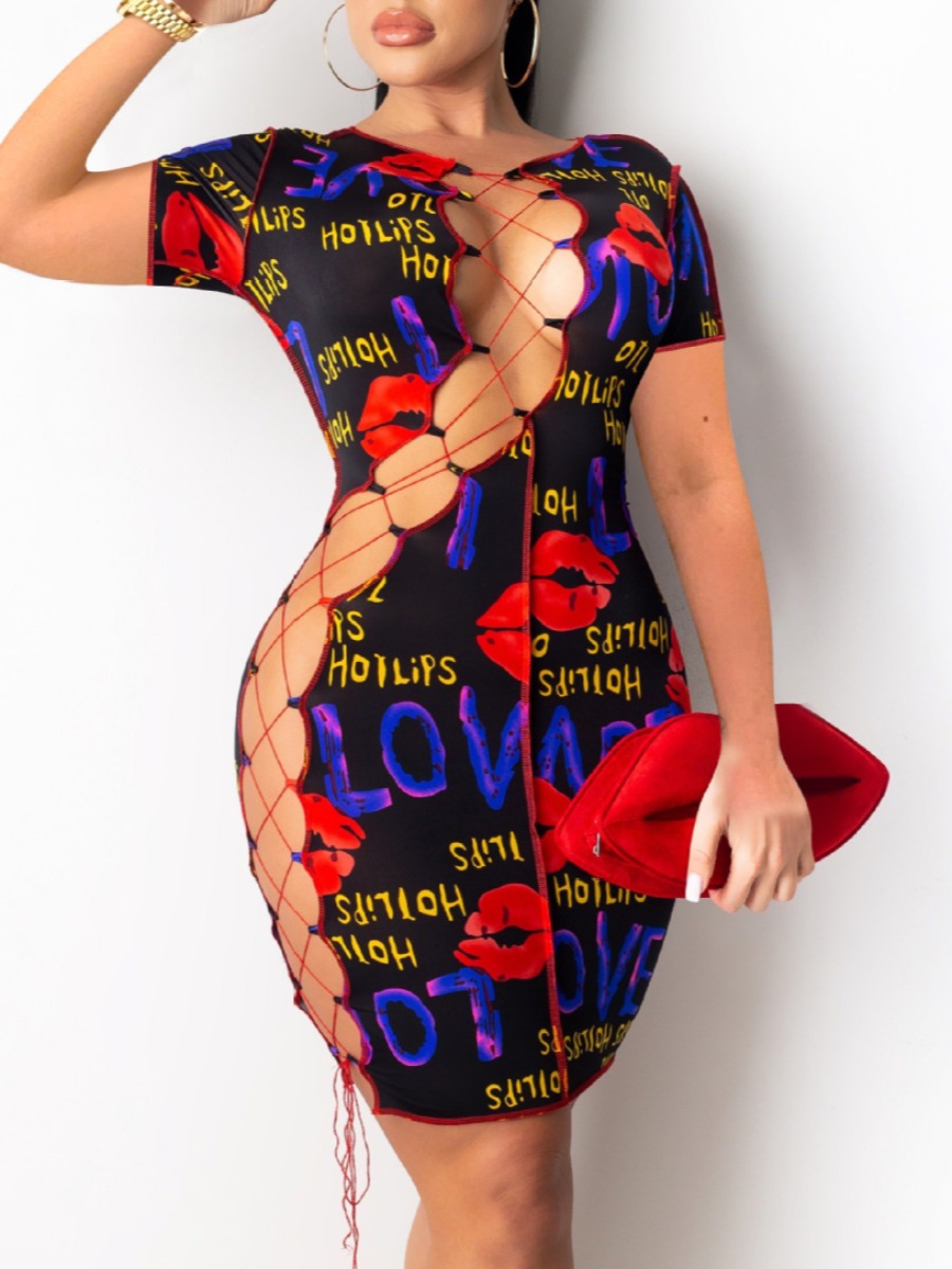 Lovely Sweet Letter Print Bandage Hollow-out Design Black Knee Length Dress
Lovely Sweet Letter Print Bandage Hollow-out Design Black Knee Length Dress