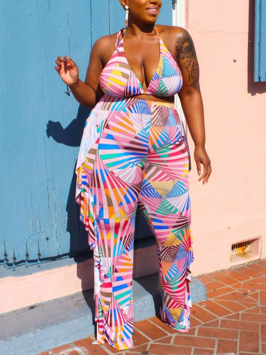 Lovely Plus Size Sweet Geometric Print Flounce Design Multicolor Two-piece Pants Set, Multi
Lovely Plus Size Sweet Geometric Print Flounce Design Multicolor Two-piece Pants Set, Multi
