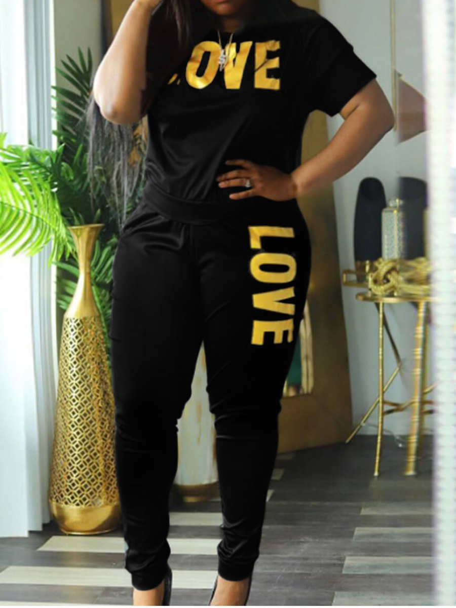 Lovely Plus Size Street O Neck Letter Print Black Two-piece Pants Set
Lovely Plus Size Street O Neck Letter Print Black Two-piece Pants Set