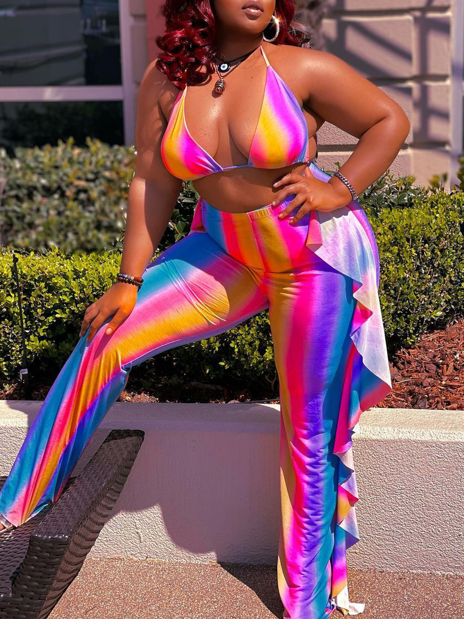 Lovely Plus Size Boho Striped Flounce Design Multicolor Two-piece Skirt Set, Multi
Lovely Plus Size Boho Striped Flounce Design Multicolor Two-piece Skirt Set, Multi
