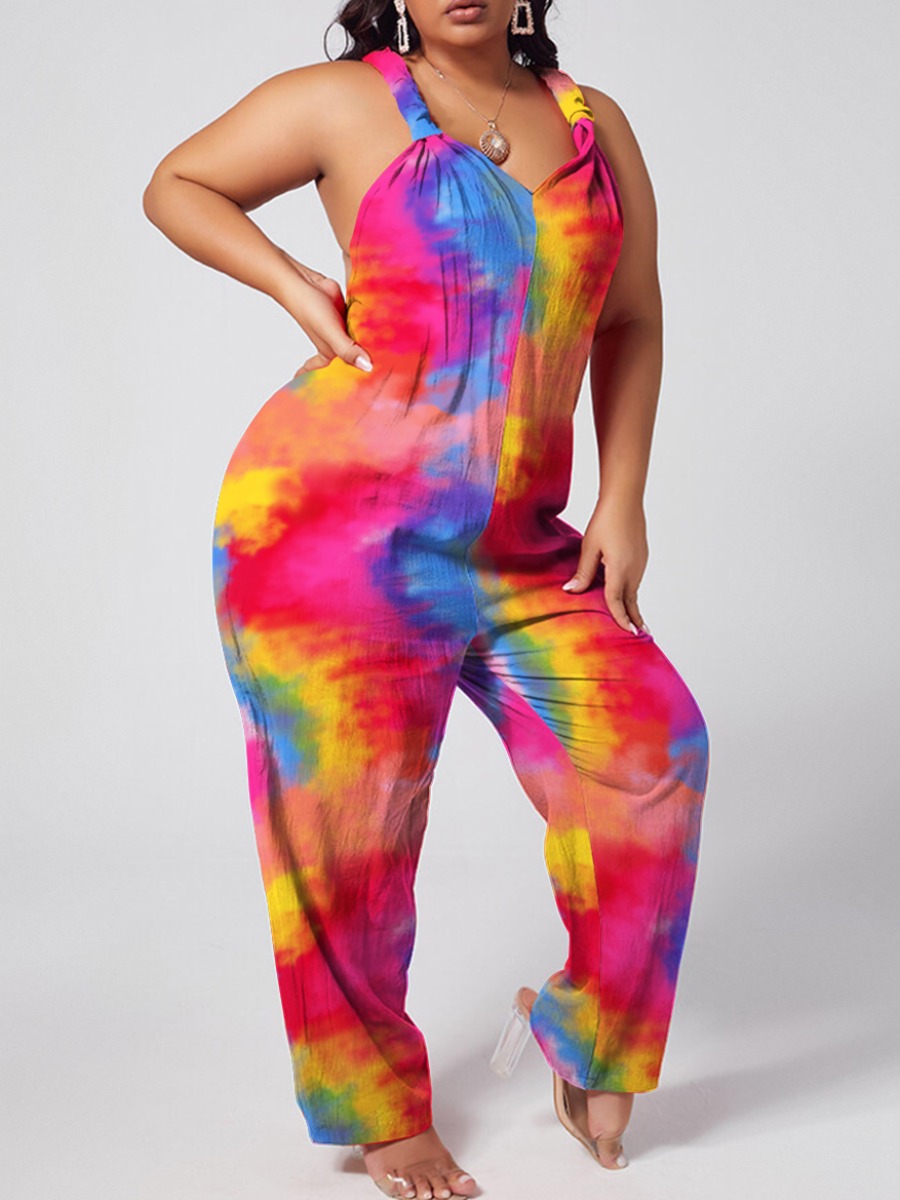 Lovely Plus Size Casual V Neck Tie-dye Multicolor One-piece Jumpsuit, Multi
Lovely Plus Size Casual V Neck Tie-dye Multicolor One-piece Jumpsuit, Multi