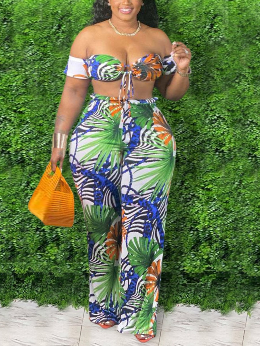 Lovely Plus Size Boho Floral Print Bandage Design Green Two-piece Pants Set
Lovely Plus Size Boho Floral Print Bandage Design Green Two-piece Pants Set