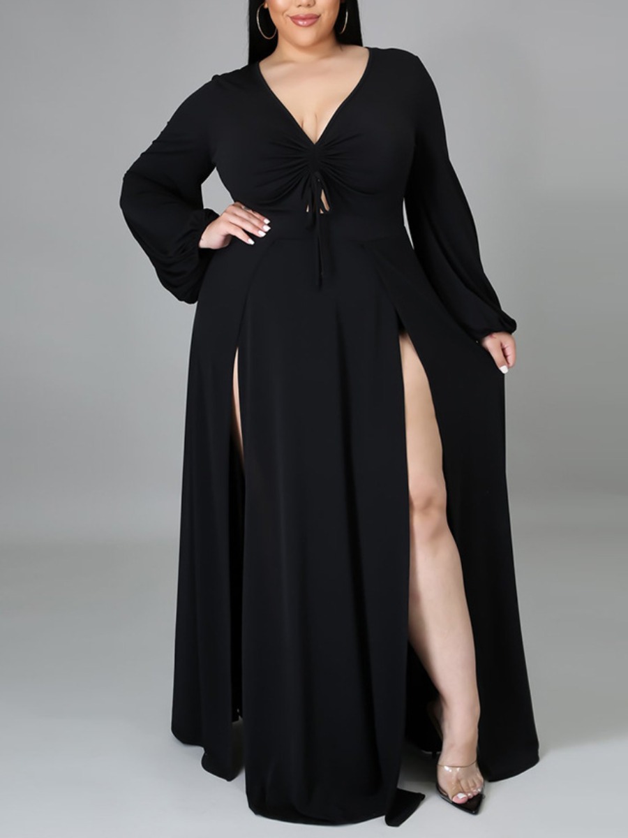 Lovely Plus Size Boho Split Bandage Design Black Floor Length Dress
Lovely Plus Size Boho Split Bandage Design Black Floor Length Dress
