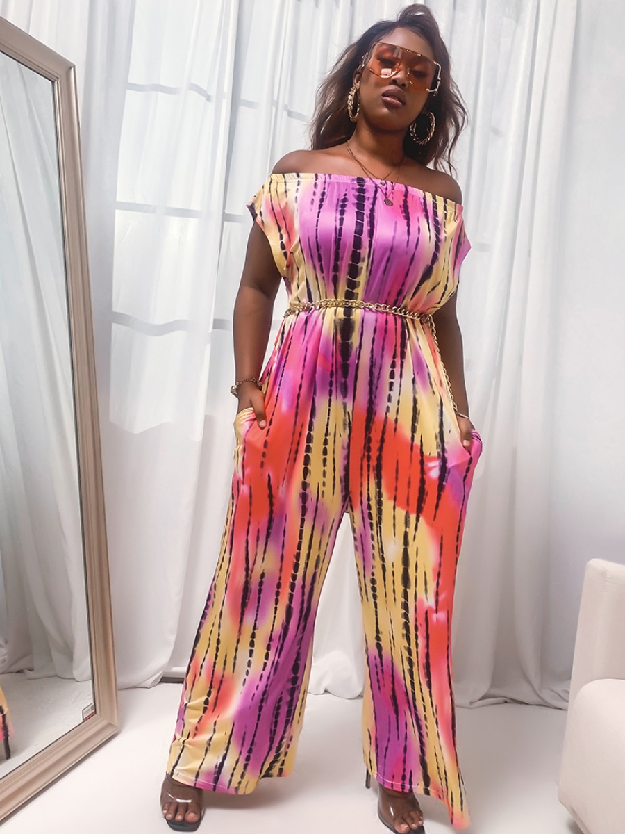 Lovely Plus Size Casual Off The Shoulder Tie-dye Multicolor One-piece Jumpsuit, Multi
Lovely Plus Size Casual Off The Shoulder Tie-dye Multicolor One-piece Jumpsuit, Multi