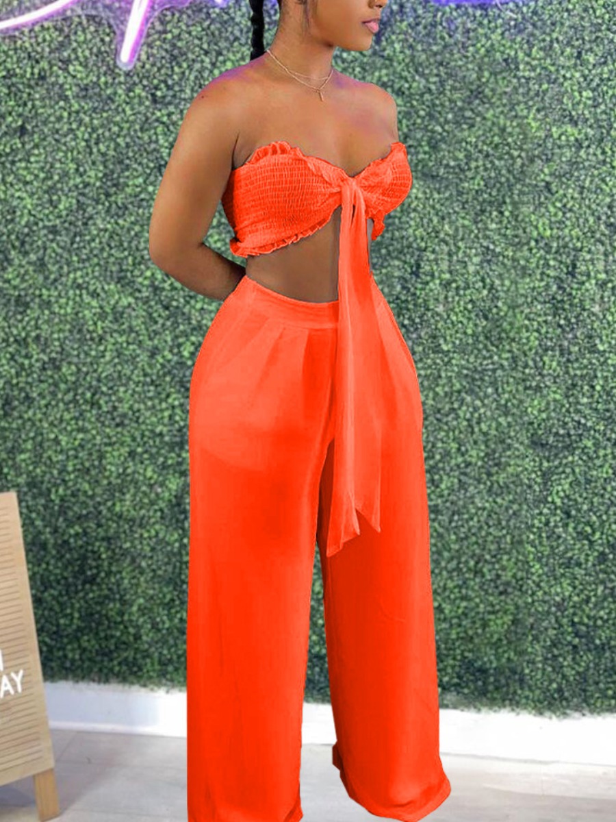Lovely Sexy Off The Shoulder Bandage Design Orange Two Piece Pants Set
Lovely Sexy Off The Shoulder Bandage Design Orange Two Piece Pants Set