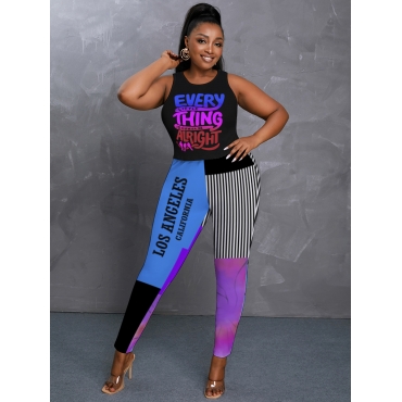 LW Plus Size Casual Letter Print Striped Black Two-piece Pants Set
LW Plus Size Casual Letter Print Striped Black Two-piece Pants Set
