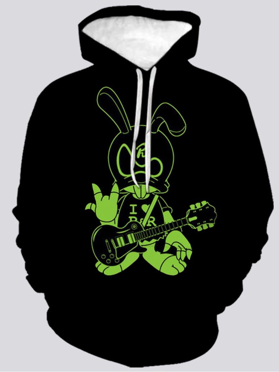 LW Men Cartoon Print Oversized Hoodie, Black
LW Men Cartoon Print Oversized Hoodie, Black