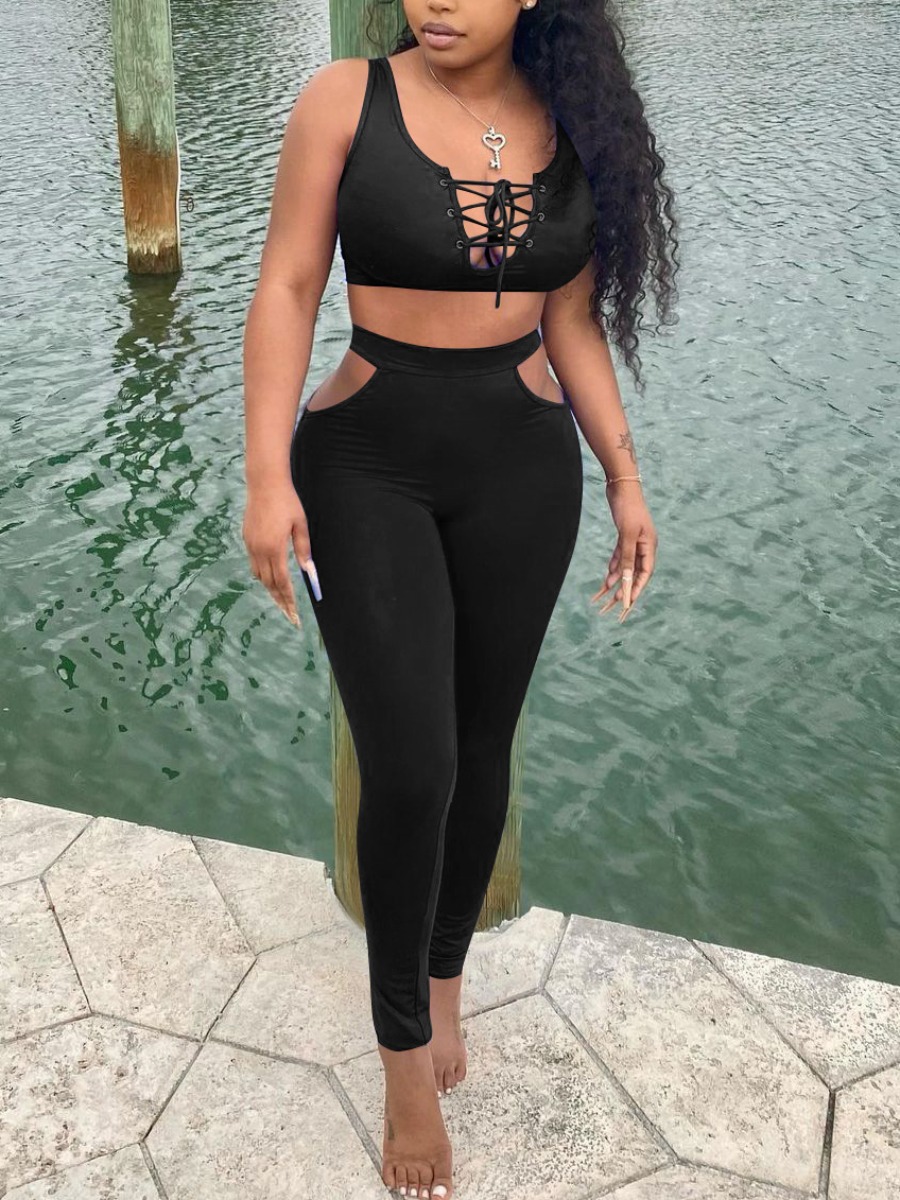 LW SXY Bandage Hollow-out Design Pants Set, Black
LW SXY Bandage Hollow-out Design Pants Set, Black