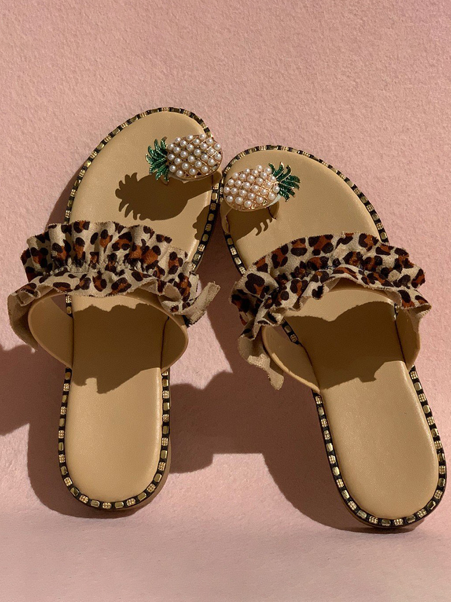 LW Street Leopard Print Pineapple Slippers
