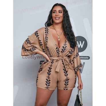 LW COTTON Elegant Geometric Print Bandage Design Khaki One-piece Romper
LW COTTON Elegant Geometric Print Bandage Design Khaki One-piece Romper