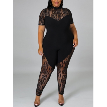 LW Plus Size Casual Geometric Print See-through Balck One-piece Jumpsuit, Black
LW Plus Size Casual Geometric Print See-through Balck One-piece Jumpsuit, Black