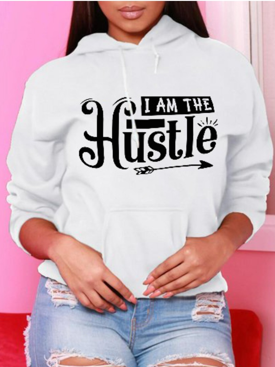 LW Plus Size Letter Print Kangaroo Pocket Hoodie, White
LW Plus Size Letter Print Kangaroo Pocket Hoodie, White