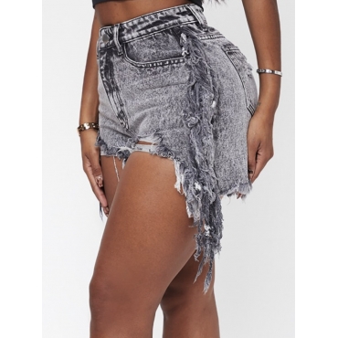 LW Raw Edge Ripped Tassel Design Distressed Denim Shorts (No Stretchy), Light grey
LW Raw Edge Ripped Tassel Design Distressed Denim Shorts (No Stretchy), Light grey