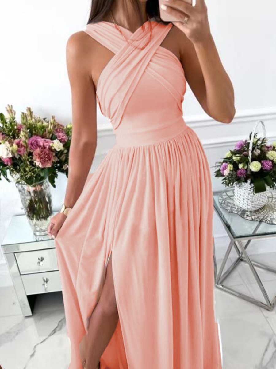 LW Backless Slit A Line Prom Dress, Light pink
LW Backless Slit A Line Prom Dress, Light pink