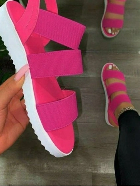 LW Casual Bandage Design Rose Red Sandals Sale LovelyWholesale