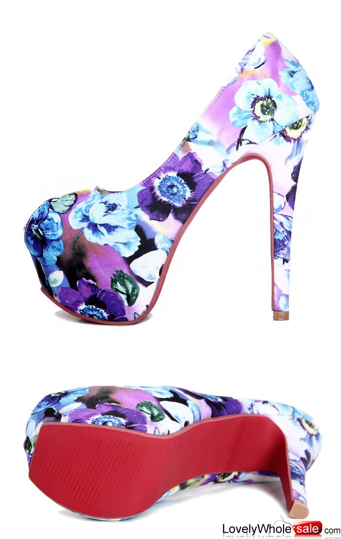 Kvoll shoes wholesale beautiful pattern women pumps Purple