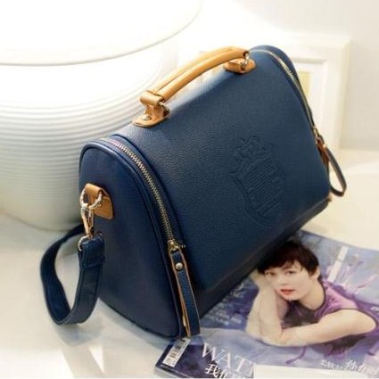 Corean Fashionable And Retro Style Blue PU Solid Zipper Shoulder Bags ...