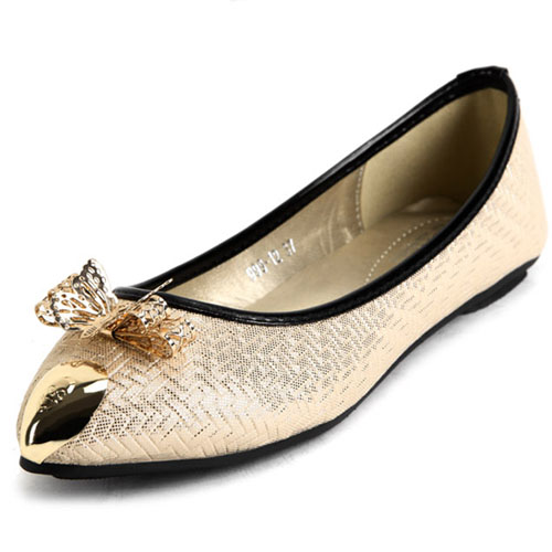 pointed toe embellished flats