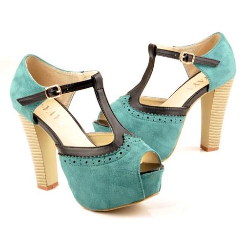 high heel green sandals