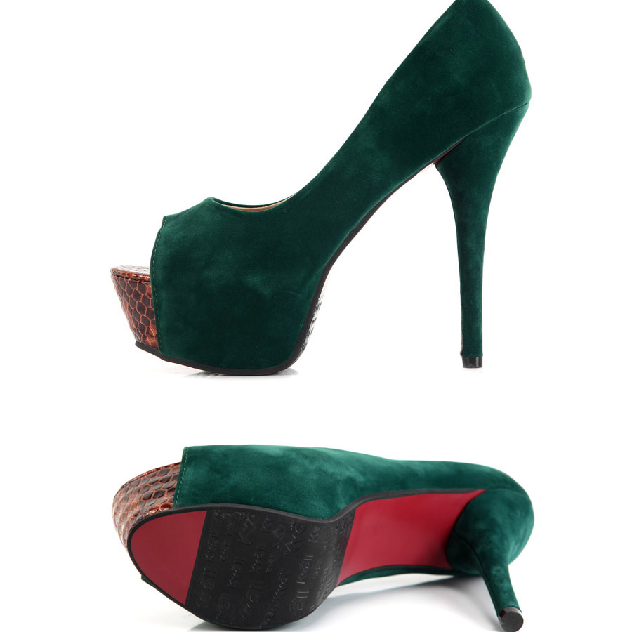 green platform high heels