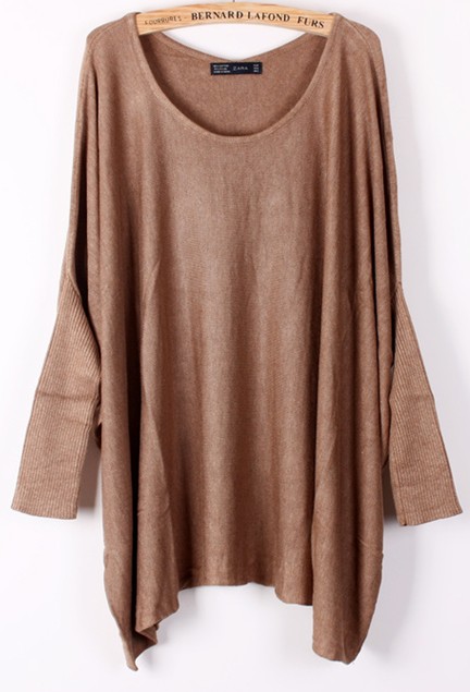 Casual O Neck Long Sleeves Light Tan Knitting Solid Light Tan Blouse ...