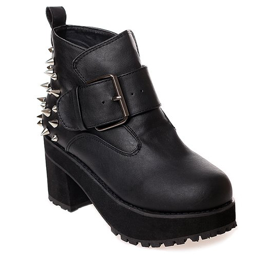 wedge heel motorcycle boots