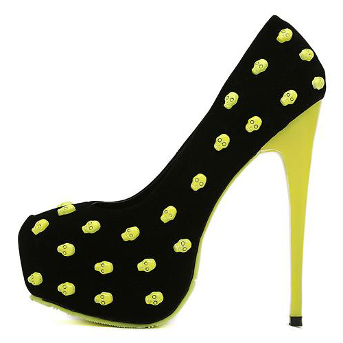 yellow round toe heels