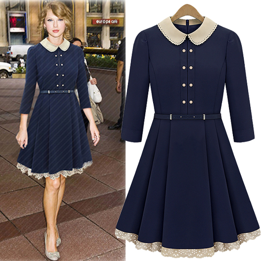 Navy Blue Knee Length Dresses