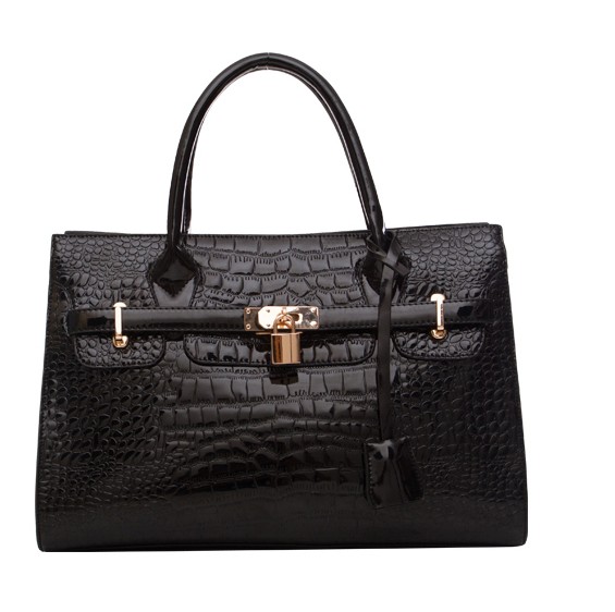 Sweet Elegant Lock Embellished Zipper Black PU Shoulder Bag_Shoulder ...