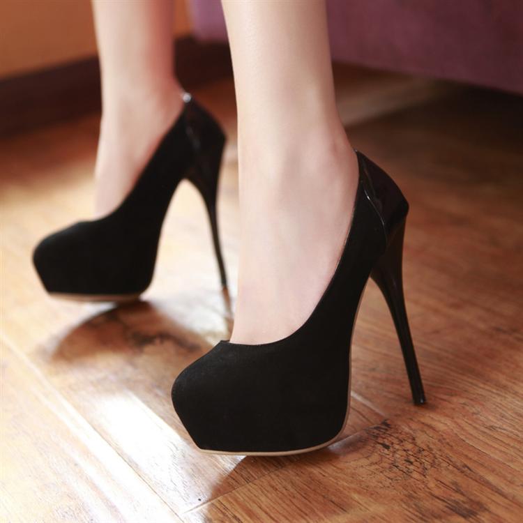 Fashion Round Closed Toe Stiletto High Heel Black Pumps_Pumps_Shoes ...