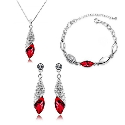 Fashion Red Crystal Wedding Jewelry Set_Jewelry Sets_Accessories