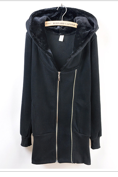Fashion Long Sleeve Black Cotton Long Sweater_Sweats&Hoodies_Outerwear ...