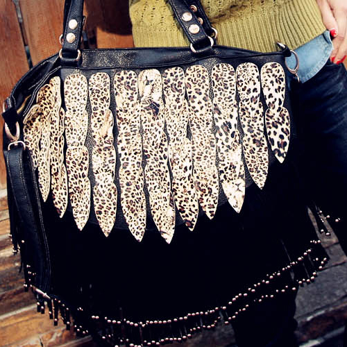 black leopard clutch