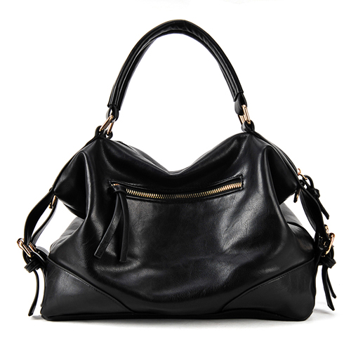 Fashion Zipper Black PU Shoulder Bag_Shoulder Bags_Bags_Accessories ...