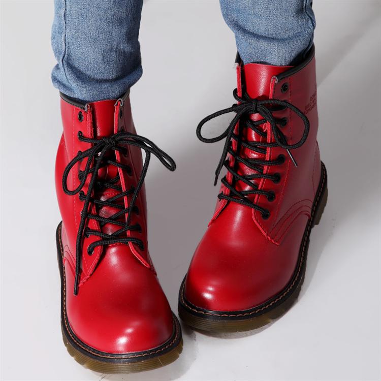 red flat ankle boots uk