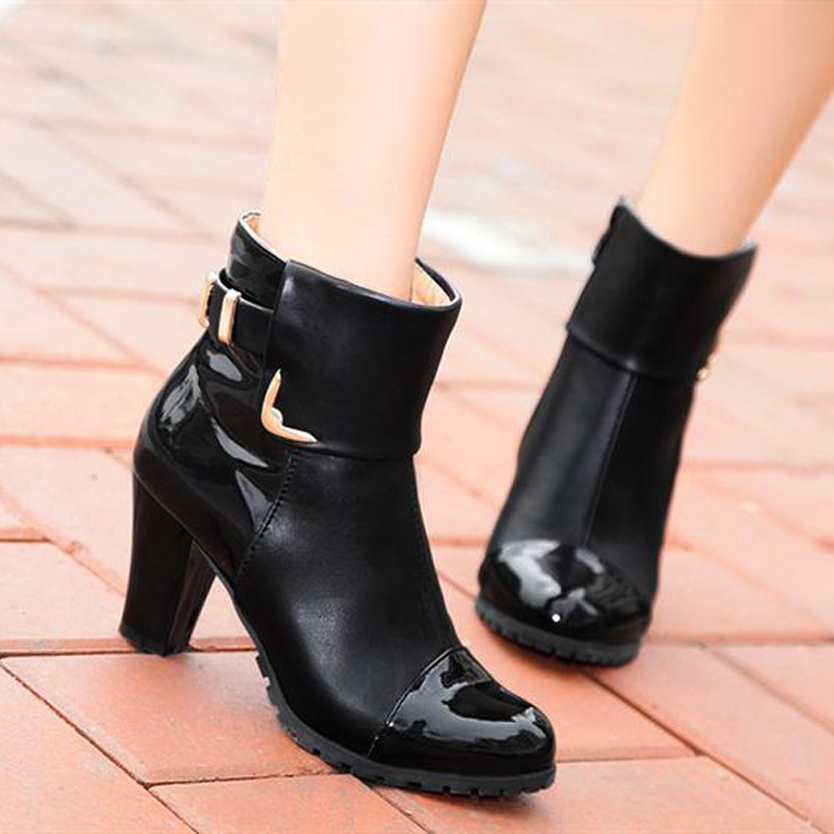 black sequin chunky heels