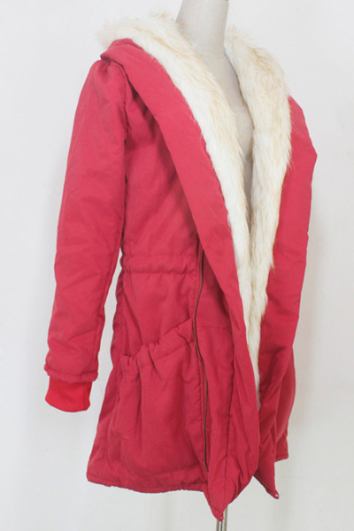 Fashion Elegant Long Red Cotton Coat_Down&Parkas_Outerwear&Coats ...