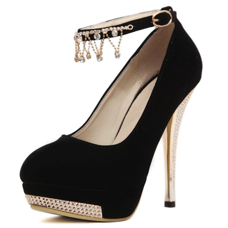 black heels with straps closed toe