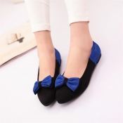 Casual Round Toe Closed Basic Low Heel Blue PU Fla