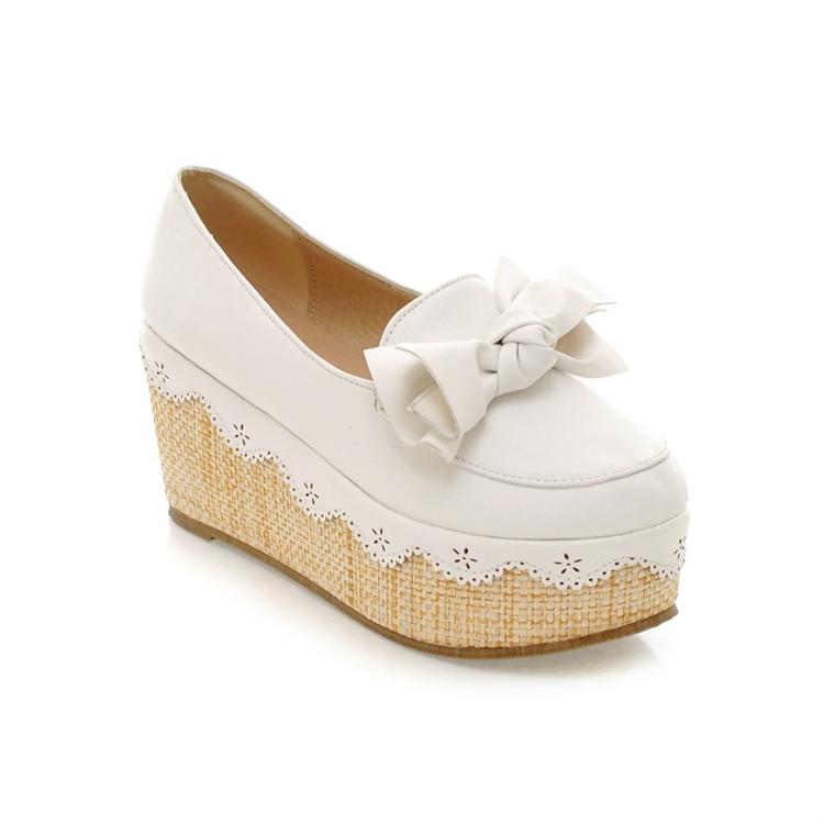 wedge pumps white