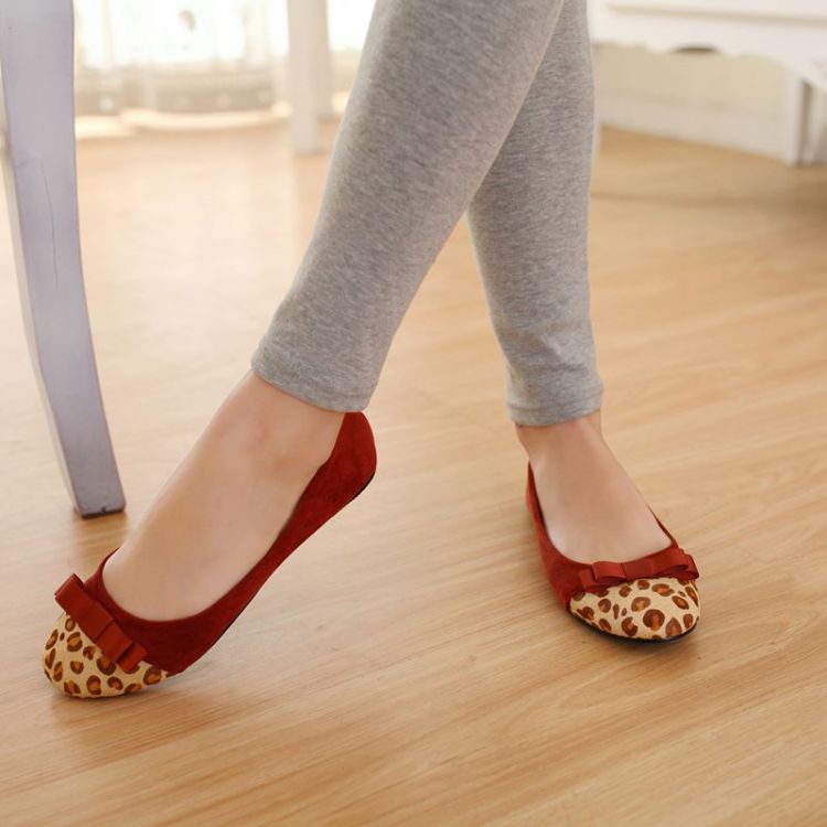 Fashion Round peep Toe Low Heel Red PU Flats_Flats_Shoes ...