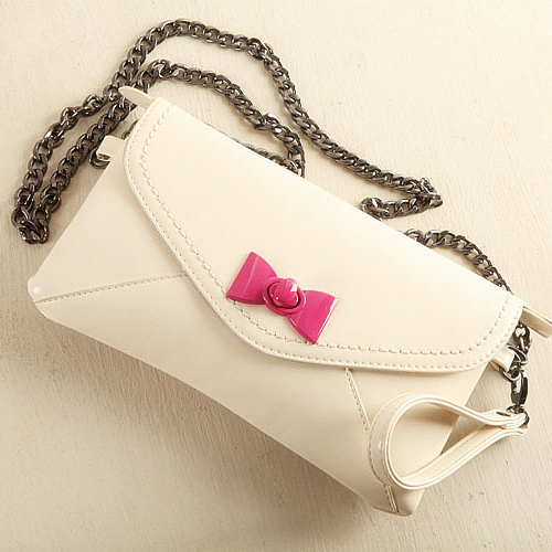 Fashion Solid Hasp Bowknot Beige PU Clutches Bag_Clutches Bags_Bags