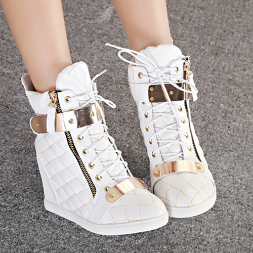 wedge pumps white