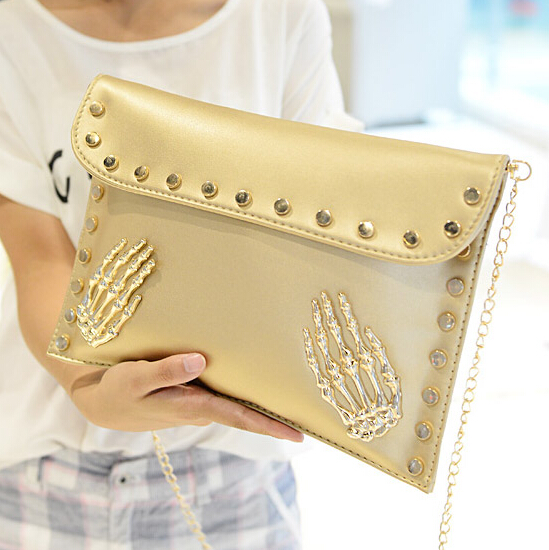 Cheap Retro Fashion Hasp Design Skeleton Palms Embellished Solid Gold