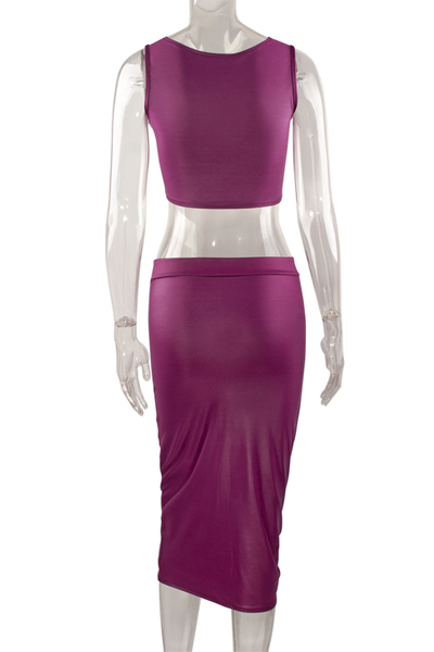 Cheap Sexy V Neck Tank Sleeveless Purple Polyester Two Piece Sheath Knee Length Bandage Dress